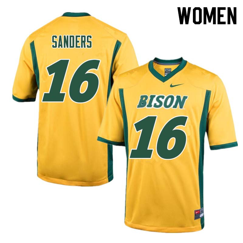 Women #16 Noah Sanders North Dakota State Bison College Football Jerseys Sale-Yellow